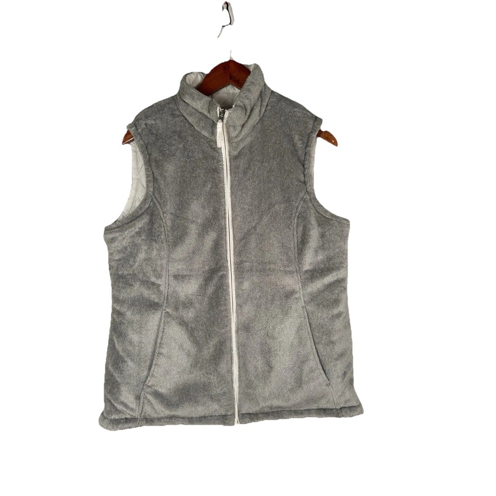 Free Country Reversible Puffer Vest Woman's Large White/Gray EC - Picture 13 of 16